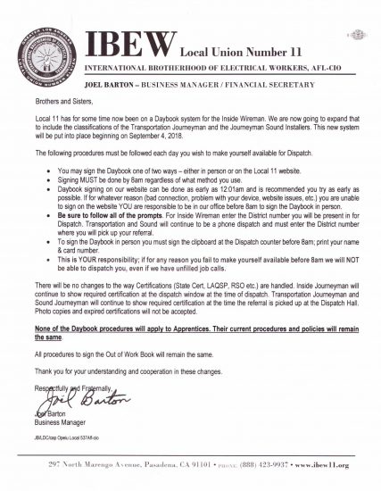 NEW DAYBOOK/DISPATCH PROCEDURES!